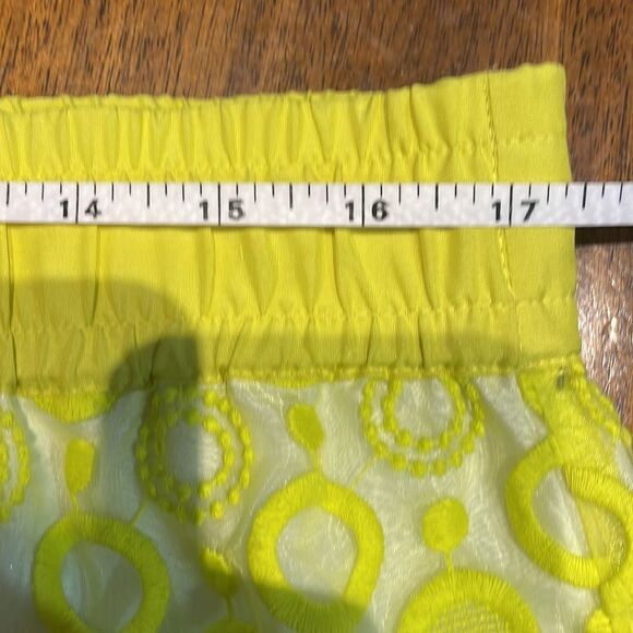 Liz Claiborne Chartreuse Embroidered Elastic Waist  Skirt size Lg - Picture 5 of 7